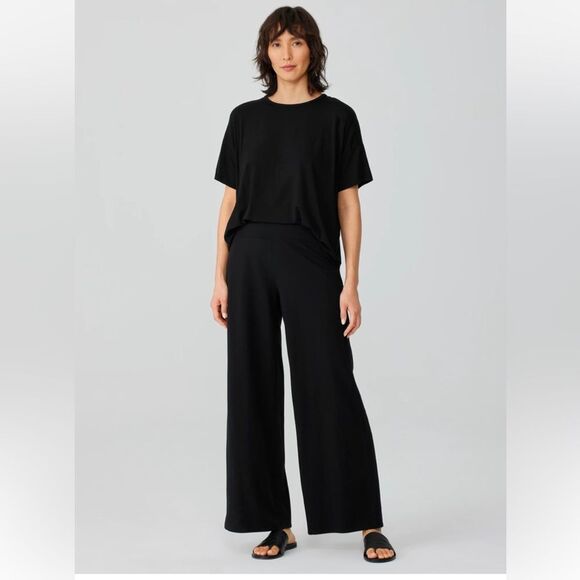 NWT Eileen Fisher Organic Traceable Cotton Jersey Wide-Leg Pant size Small - Picture 1 of 10